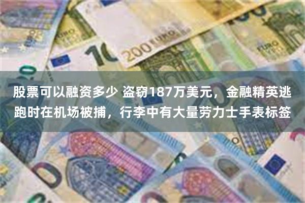 股票可以融资多少 盗窃187万美元，金融精英逃跑时在机场被捕，行李中有大量劳力士手表标签