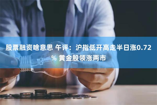 股票融资啥意思 午评：沪指低开高走半日涨0.72% 黄金股领涨两市